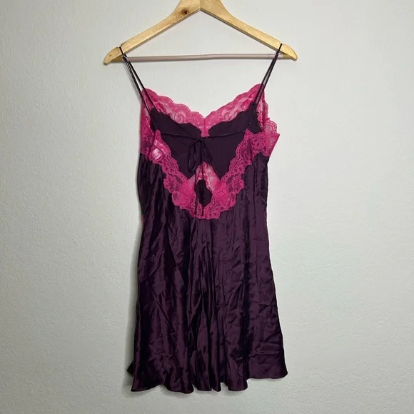 Vintage Victoria’s Secret purple & pink slip mini dress/top - Picture 3 of 15